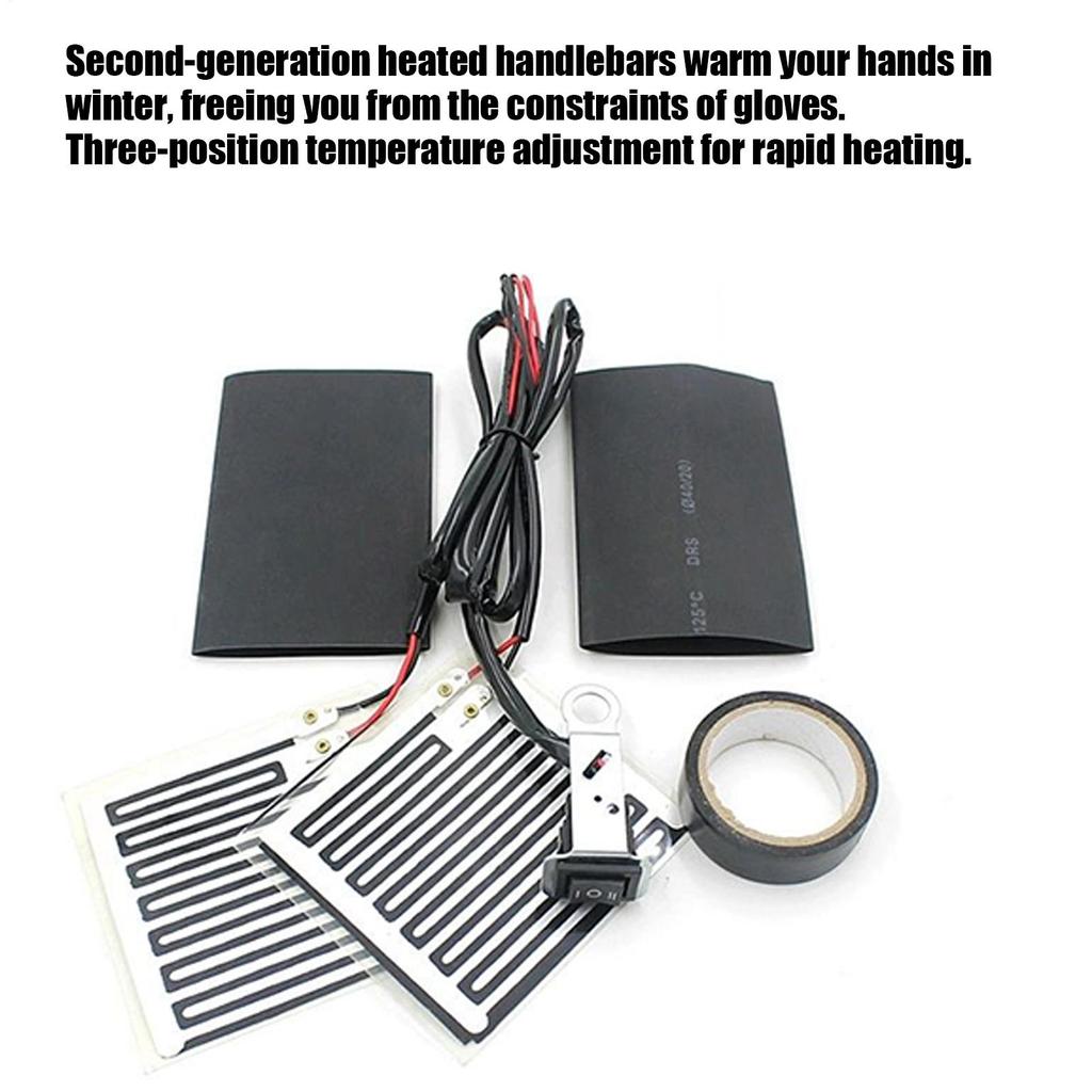 12V Подогреваемые мотоциклетные ручки, Регулируемая температура, Подогреваемая рукоятка для путешествий, Вождения на открытом воздухе, Зимняя для холодной погоды, Мужские Женские