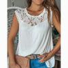 New Fashion Lace Patchwork Women Blouse Tops Sleeveless Casual Summer T Shirt Vest for Women Clothing Solid Elegant Casual Tank Tops 24307