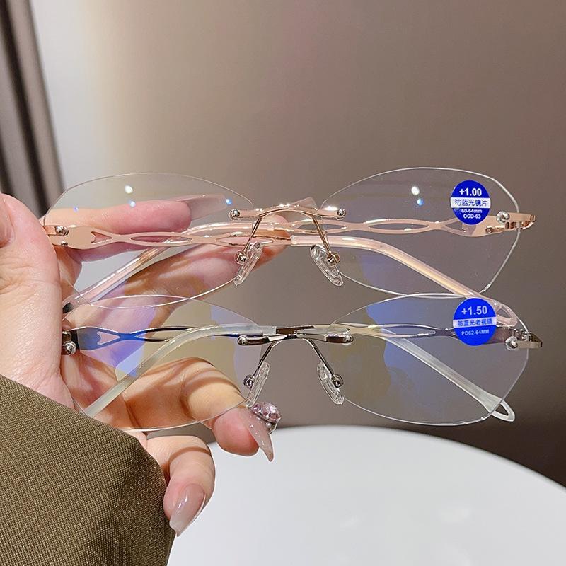 New reading glasses fashionable hollow metal anti-blue glasses simple trimming personalized elderly reading glasses