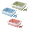 Rectangle Semi-Closed Anti-Splash Pet Cat Litter Box Case Toilet Tray with Scoop