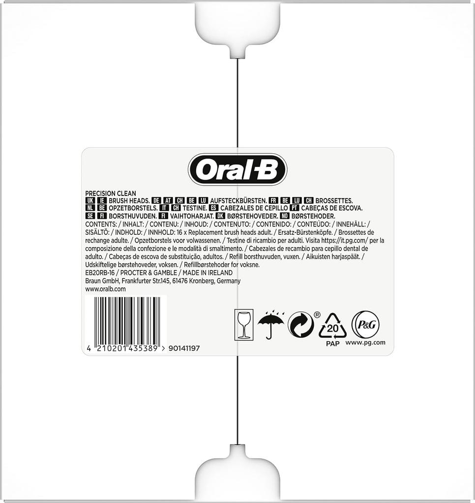 Оригинальная сменная зубная щетка Braun Oral B Basic Brush 16 шт. Эко-упаковка, версия EB20RB-16 [Товар]
