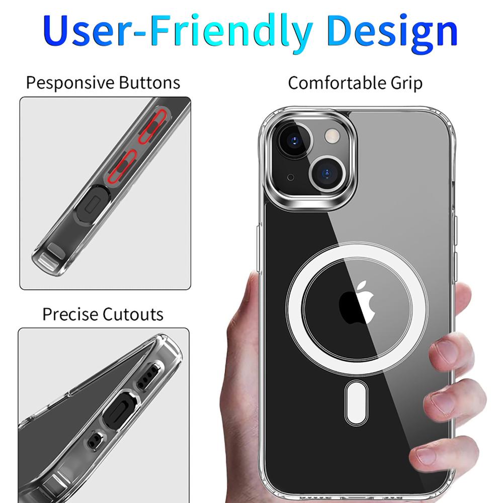 For iPhone 15 Plus Magnetic Case Compatible with Magsafe TPU+Acrylic Anti-drop Phone Cover