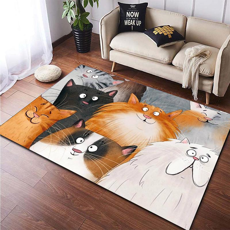 Cute Cat Carpet Living Room Children's Crawling Mat Doormat Living Room Area Rug Games Area Washroom Floor Mat Kawaii Yoga Rug
