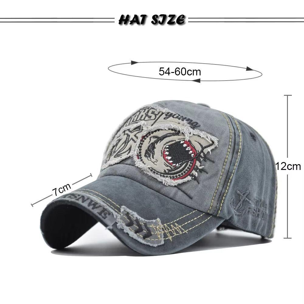 Embroidered Snapback Hat Adjustable Truck Cap Unisex Shark Baseball Cap Streetwear