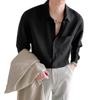 Men's Trendy Korean Style Loose Long Sleeve Shirt - 2022 Spring/Autumn Drape, Non-Iron, Solid Color