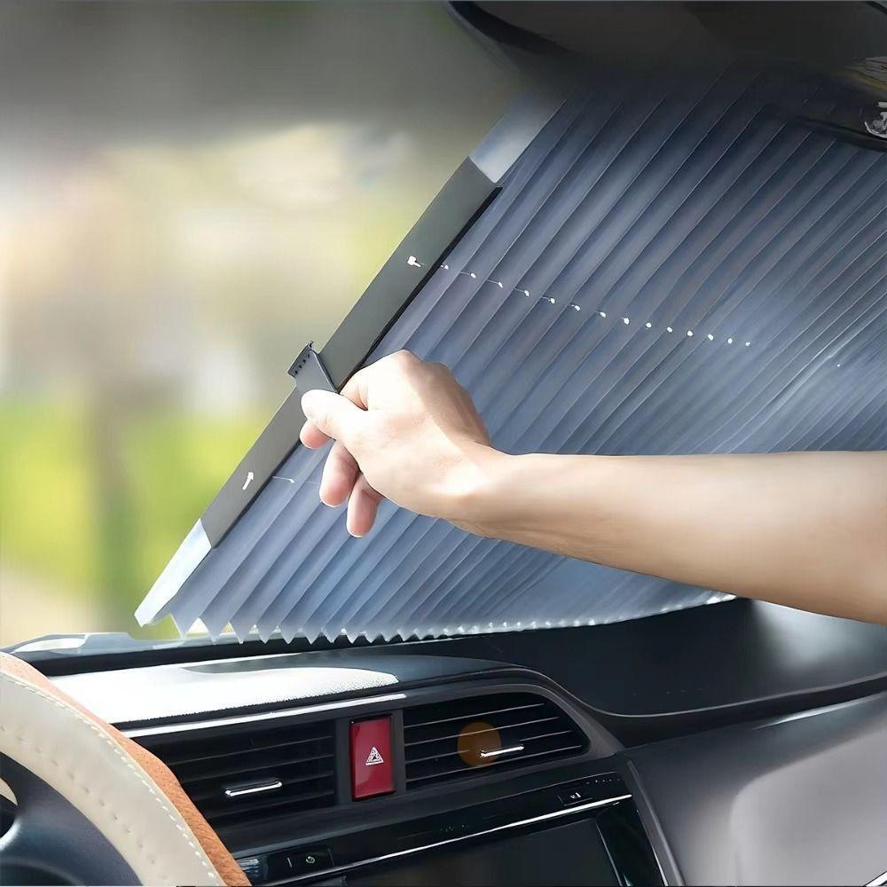Retractable Set Car Sunshade Automatic Telescopic Windshield Sun Shade Auto Parasol UV Blocking