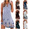 Женское весеннее и летнее сексуальное платье с вырезом и талией без рукавов с принтом