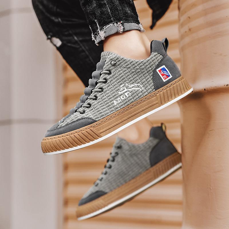 Модные мужские парусиновые туфли 2024 года, новые модные молодежные удобные повседневные туфли на плоской подошве для активного отдыха, спортивная обувь с толстой подошвой, мягкие