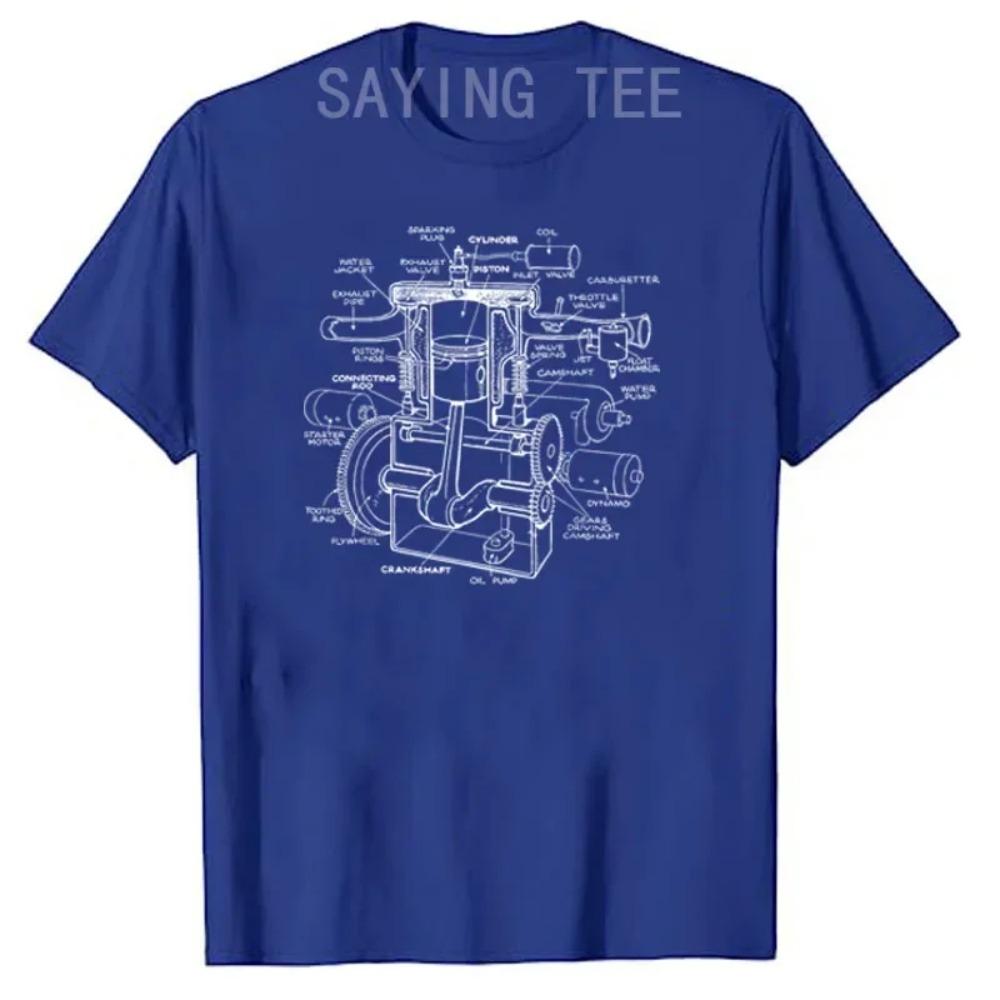 Механика Детали автомобильного двигателя Любители автомобилей - Футболка Muscle Cars Мужская модная одежда Графическая футболка Carguy Топы Подарки мужу папе