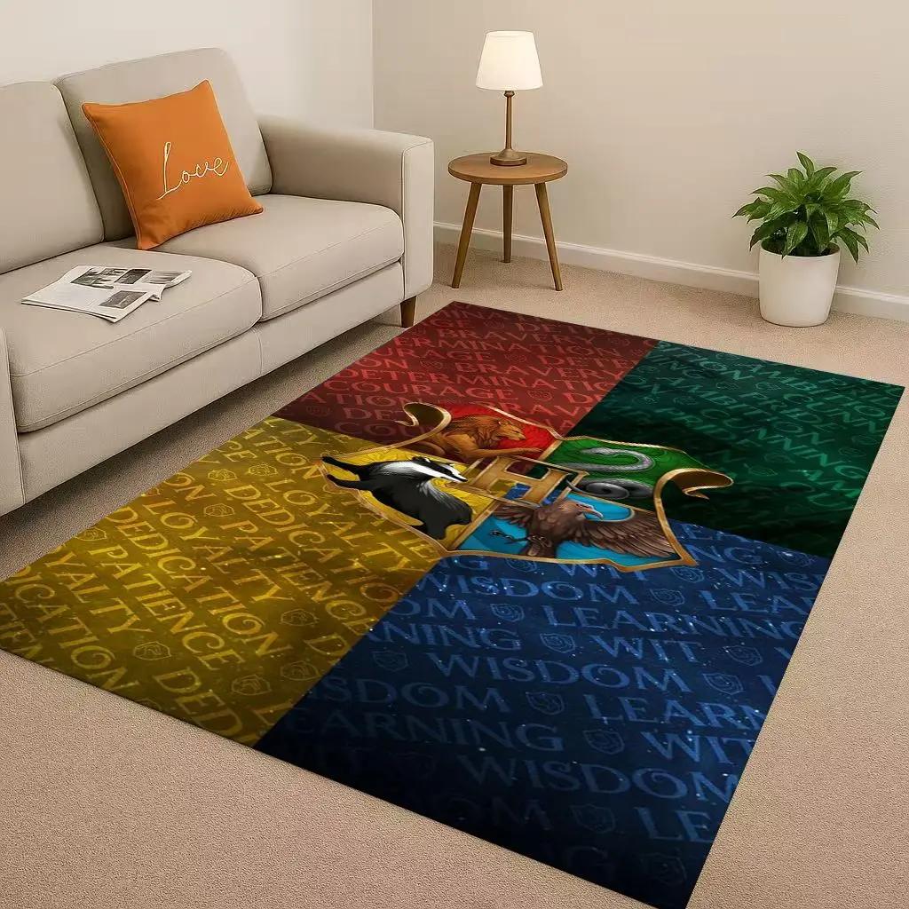 HD H-Hogwarts Sign Cartoon Living Room Non-Slip Area Rug Soft Carpet For Bedroom Playroom And Sofa,Easy Clean Home Decor Doormat