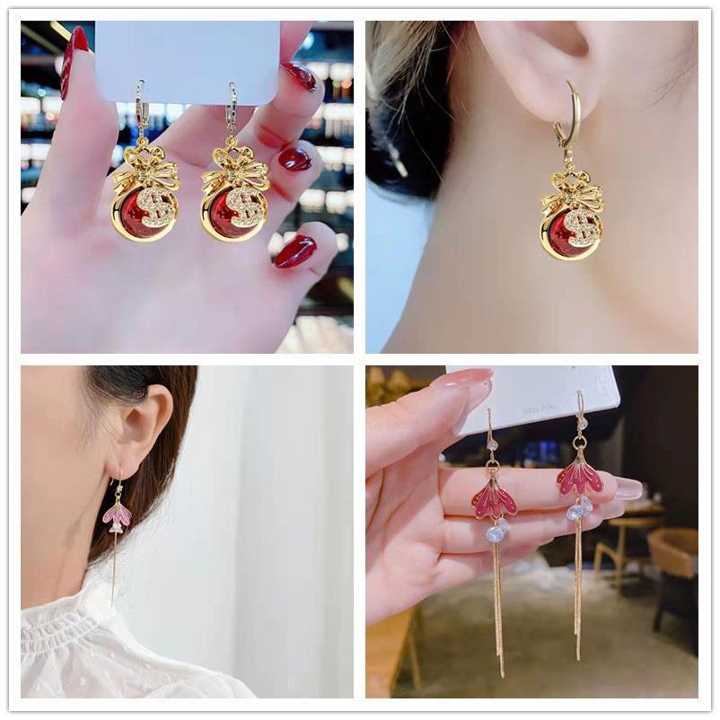 Серьги из серебра S925 с камнем кошачий глаз и звездой - Элегантные женские модные украшения