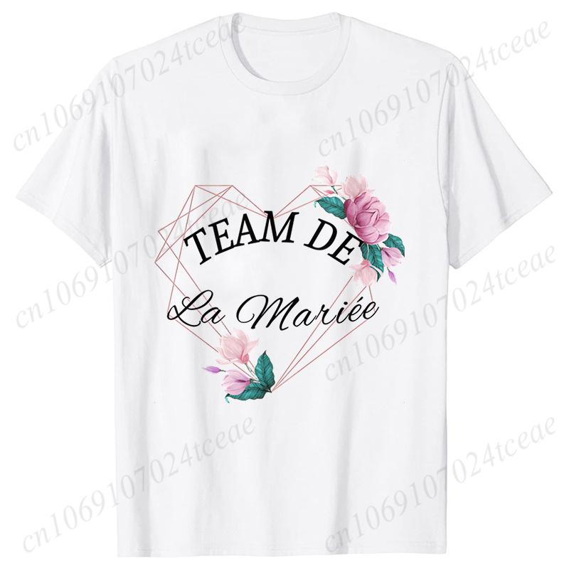 Wedding Tops Women Bachelorette Party Blouses Bridesmaid French Team Bride Squad Tshirt Flower Graphic Bridal Shower Aesthetic
