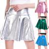 Women's Casual Fashion Shiny Flared Pleated A-Line Mini Skirt