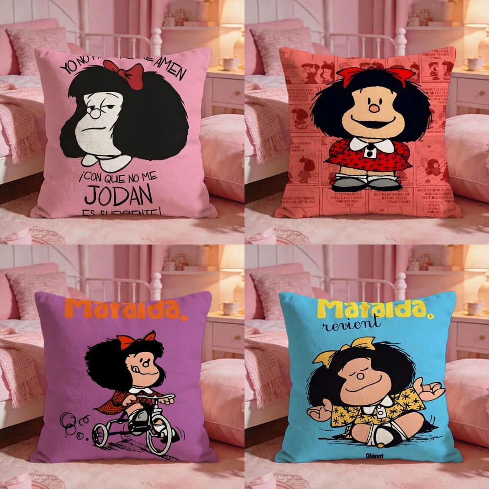 MMafaldaS Cute Cartoon Cushion Cover Premium Comfort Reversible Pillow Cove Two In One Design For Any Room Car Interior
