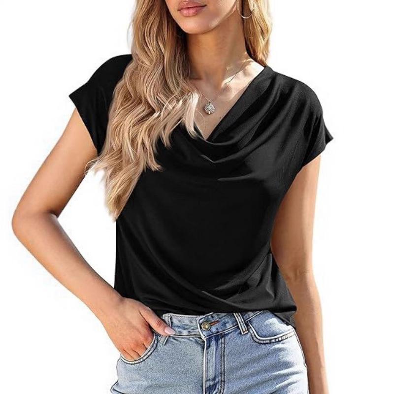 Летняя Новая Женская Футболка с Коротким Рукавом Модный и Универсальный Свободный Свитер с Воротником-лодочкой