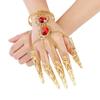 Gift Indian Thai Red Gem Nail Rings Golden Finger Bracelet Knuckle Rings Belly Dance Bracelet