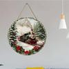 Vintage steam train winter forest print Round Wooden Hanging Plaque festive door sign wall art decor home interior holiday ornament decoration