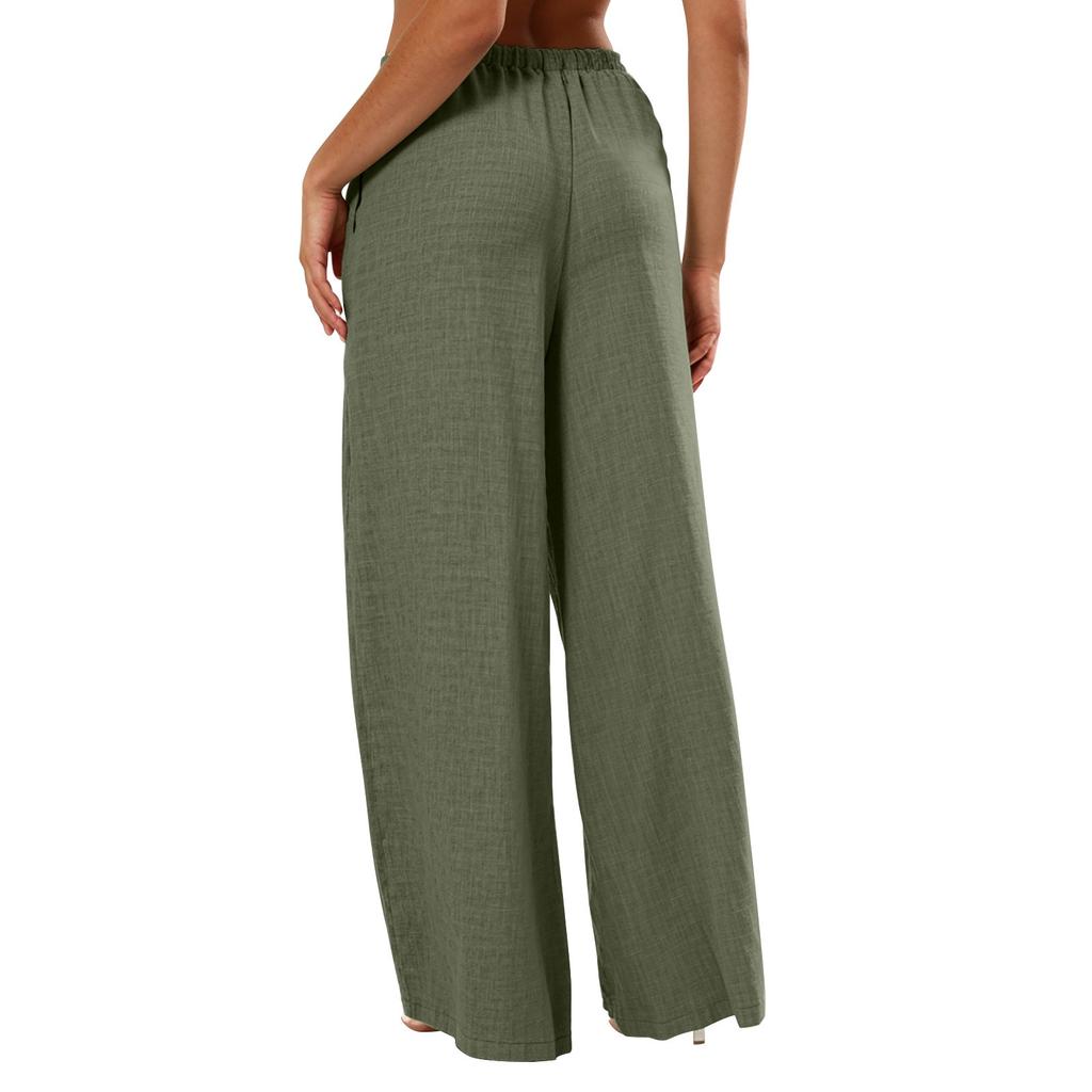 Женские брюки палаццо летние широкие брюки для йоги эластичная талия джоггеры на кулиске спортивные штаны