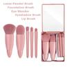 Fizz Foundation Brush with Mirror Case Loose Powder Foundation Blush Brush Soft Bristle Full Set Shadow Lip Makeup Light Pink, 1pc