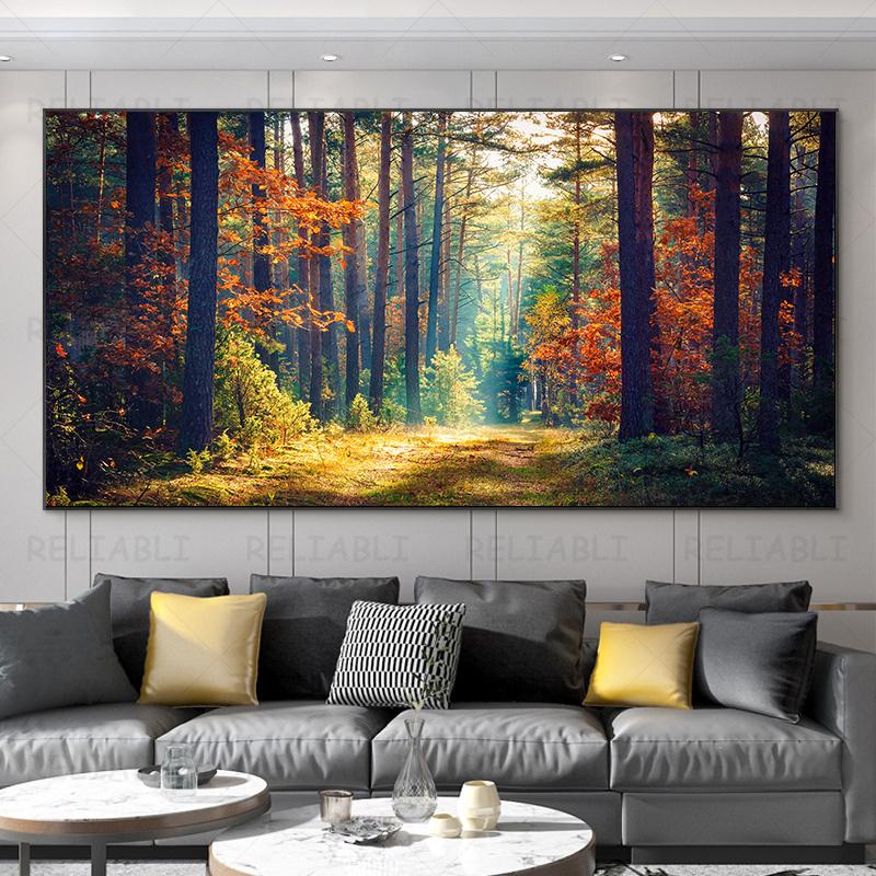 Landscape Pictures Green Tree Canvas Painting Forest Posters and Prints Wall Art Giant Trees Pictures for Living Room Home Decor