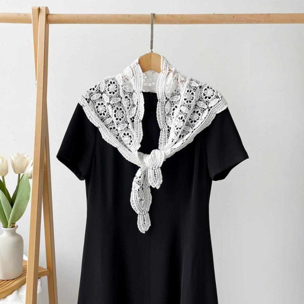 Fake Collar Lace Shawl White Flower Scarves Elegant Lace Triangle Scarf Women