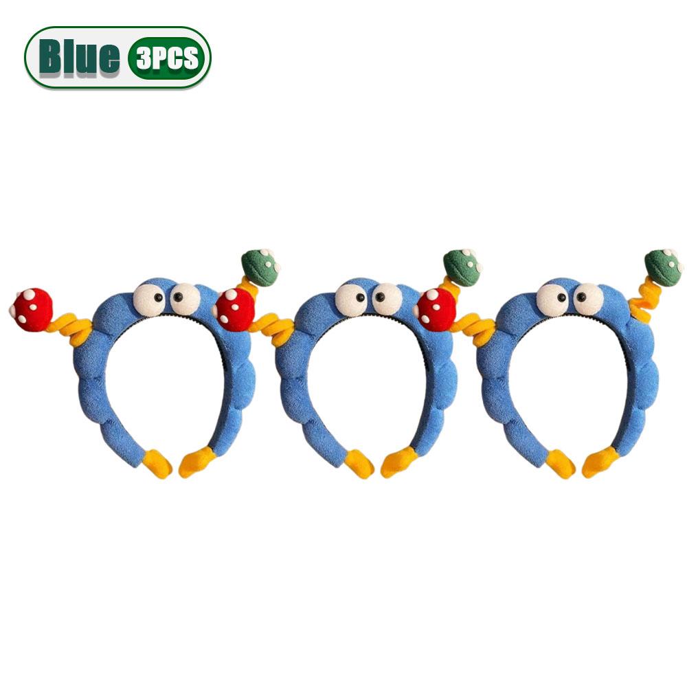 1-20 шт. Милая повязка на голову из губки, закрученная, забавная мультяшная плюшевая повязка для волос с большими глазами и грибочком, милый головной убор, обруч для волос с большими глазами, Y2k