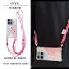 KEYSION Crossbody Strap Phone Case for TECNO Spark Go 2023 Pop 7 Pro Cute Cartoon Long Lanyard Mirror Shockproof Cover for Infinix Smart 7