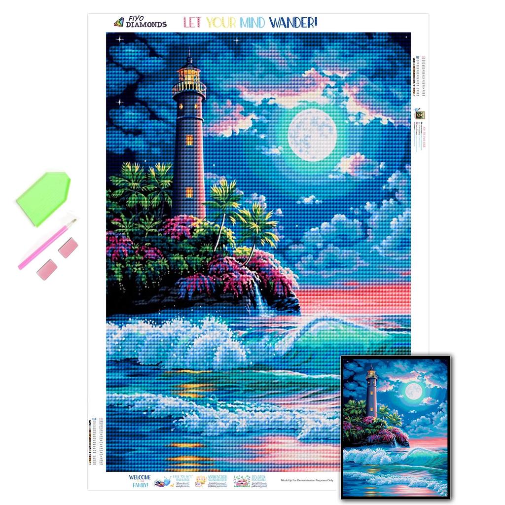 Алмазная вышивка Ночной Приморский Маяк Полный Алмаз Ручная Распродажа 3D Алмазная Картина Горный Хрусталь Картина Украшение Дома