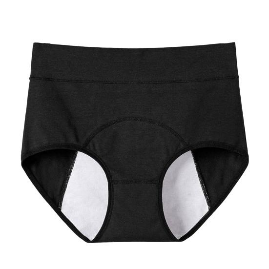Женские трусики однотонные, большого размера, с высокой талией, бесшовные, эластичные, для предотвращения месячных
