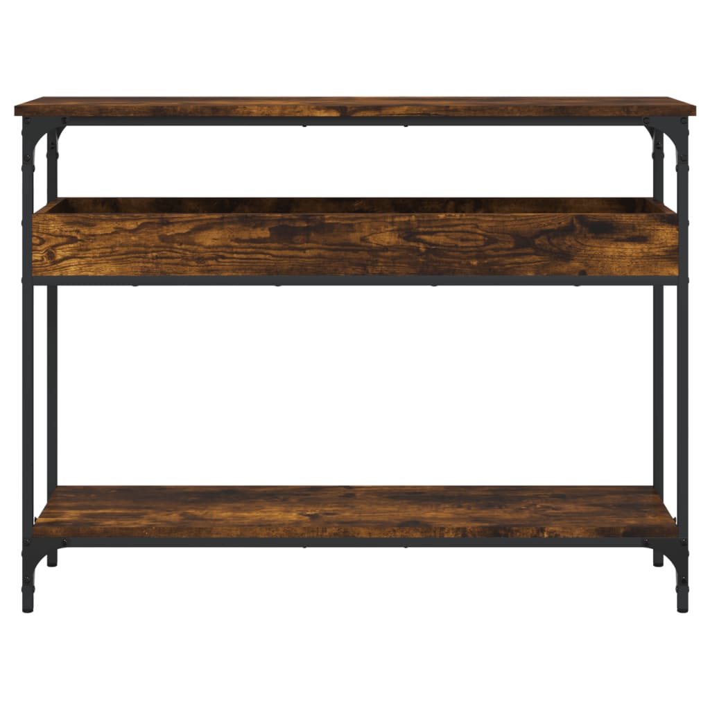 Console Table with Shelf Smoked Oak Finish 100 x 29 x 75 cm Wood Based Material