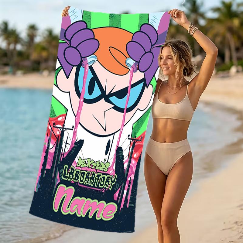 Customizable personalized beach towels Dexter's Laboratory themed designs.Suitable for the beach, yoga, sports;ideal as beach accessories