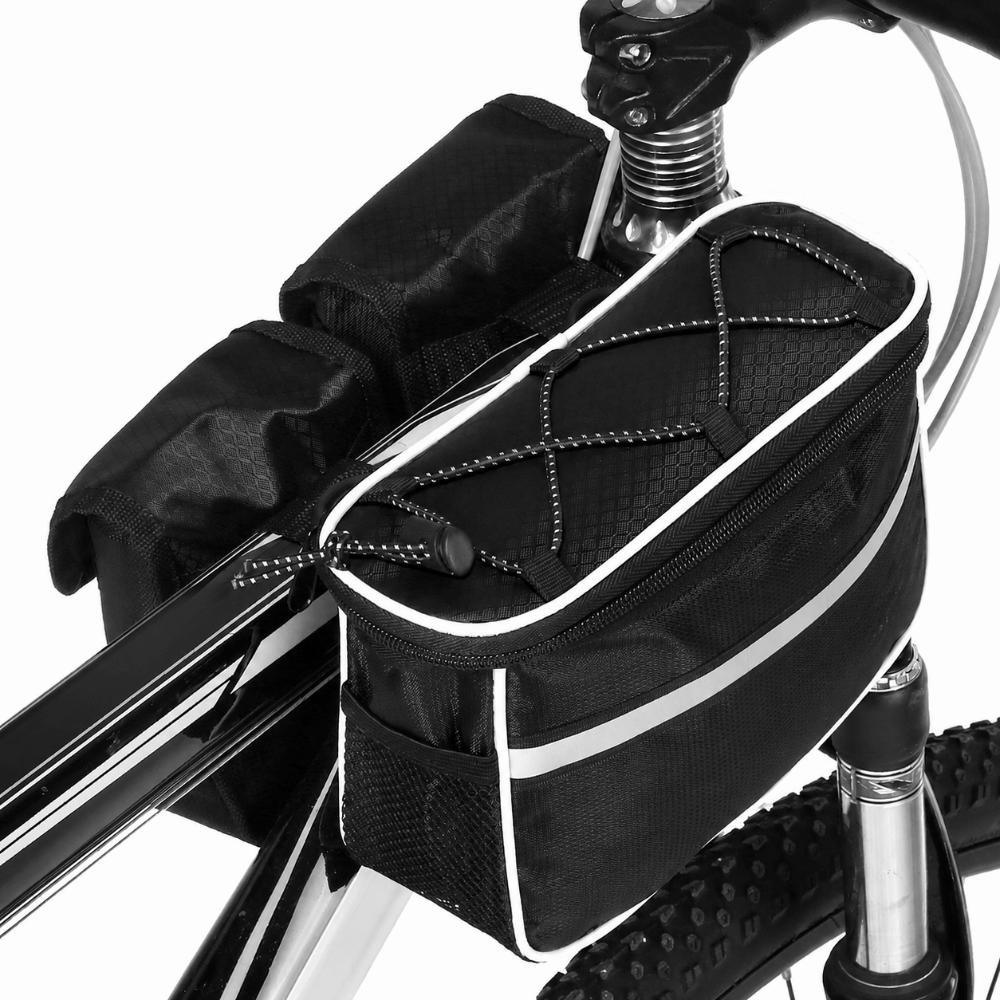 Large Capacity Bicycle Front Frame Bag with Rain Cover Bike Pannier Bag Cycling Frame Pack Cycling