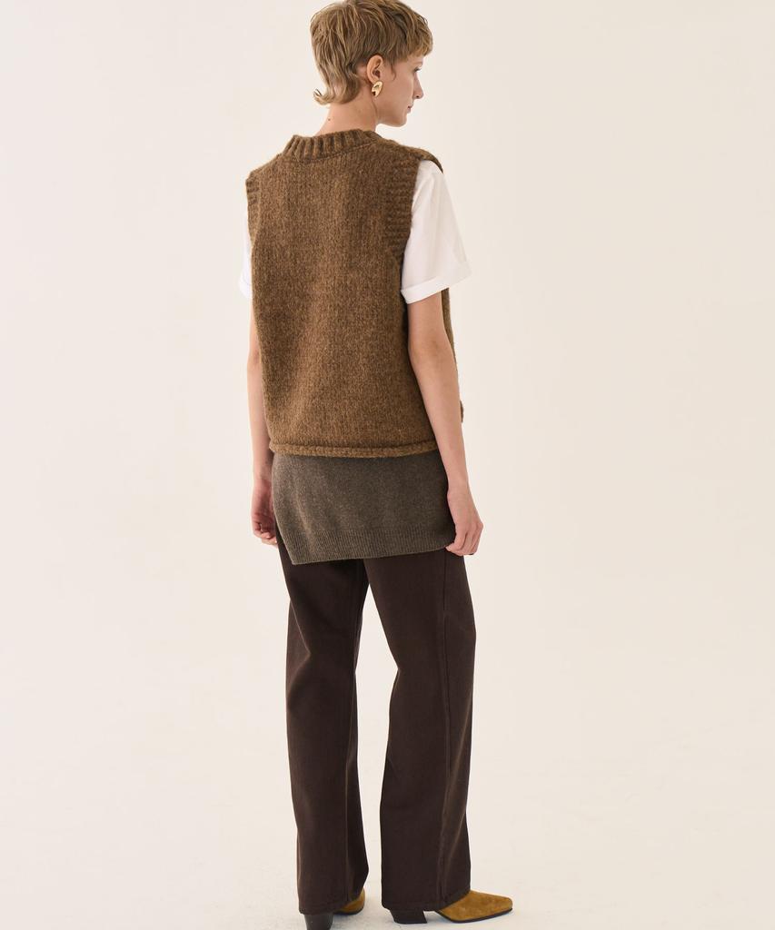 GRIDAJ Minimal Straight Cotton Pants _ Brown
