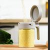 Glass Seasoning Box with Spoon Dustproof Lid Clear Countertop Spice Condiment Salt Sugar Storage Jar Container Kitchen Supplies
