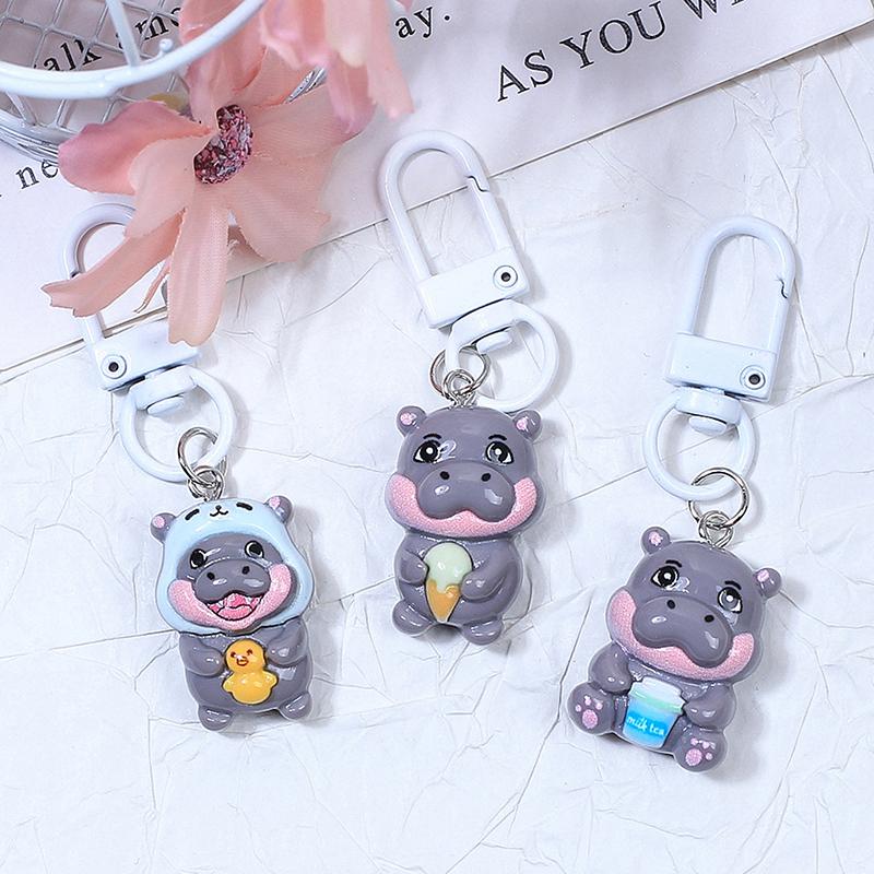 5 шт. милый мультяшный бегемот Moodeng кулон брелок новинка креативный бегемот брелок изысканный рюкзак украшения аксессуары подарки