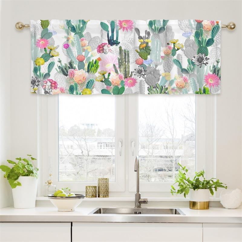 Curtain Valance, Wildflowers Spring Watercolor Flower Floral Print Plants Short Rod Pocket Window Treatment for Living Room, Bedroom, Kitchen,Bathroom