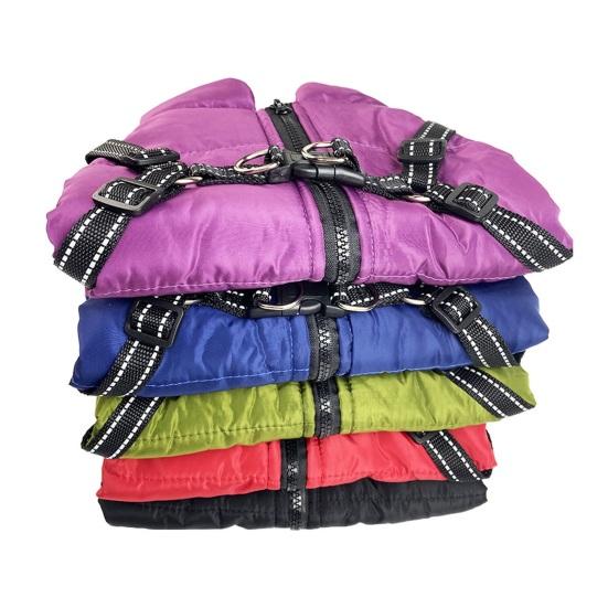 Зимнее пальто для собак, ветрозащитная куртка для собак, теплая термоодежда для домашних животных со шлейкой, одежда для прогулок с собакой в холодную погоду