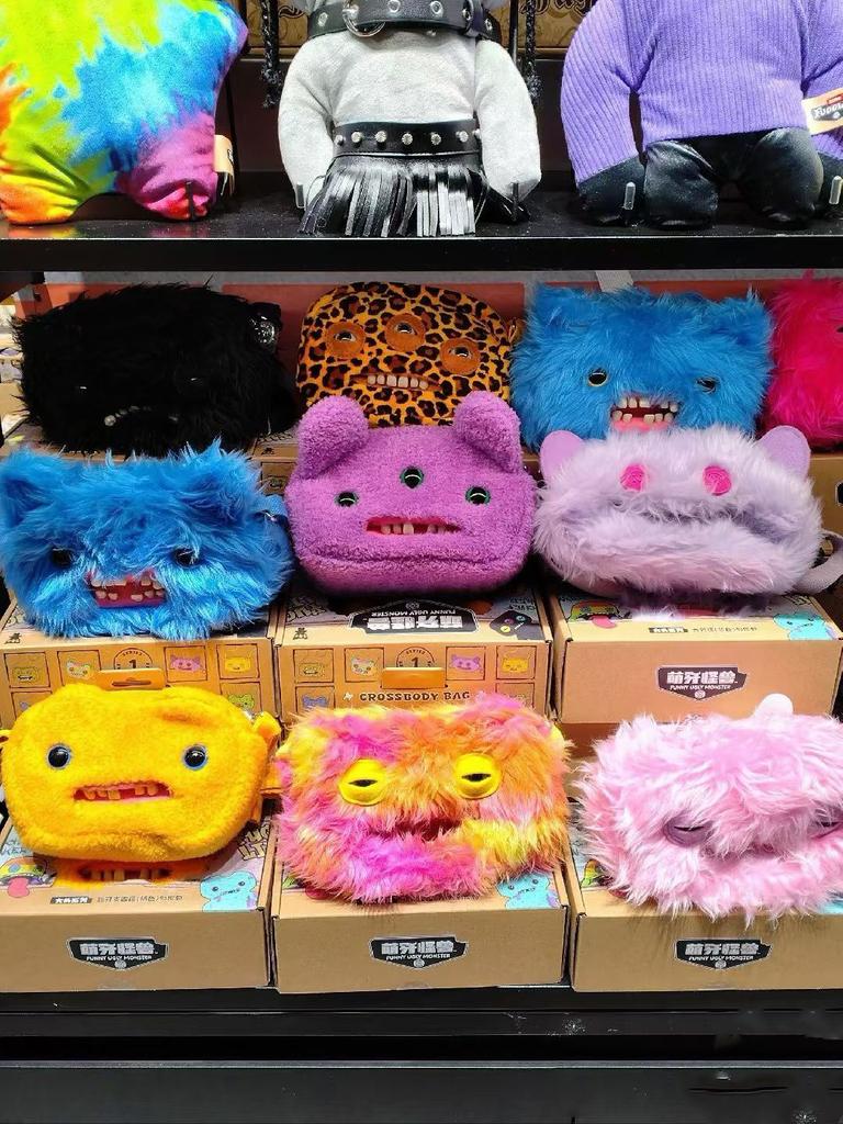 Fluffy Crossbody Bag Wide Eyed Weirdo Screech Dolls Ugly Tooth Monster Plush Toys Big Head Furry Backpack Gifts