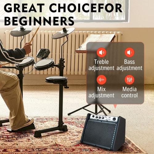 Coolmusic DM20 20W BT Personal Monitor Amplifier for Electric Drum Amplifiers, Keyboards, and Acoustic Guitar