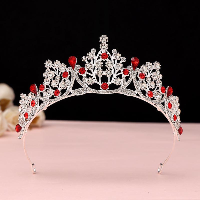 Crystal Red Princess Crown Headdress: Sweet Bridal Hair Accessory & 18th Birthday Gift