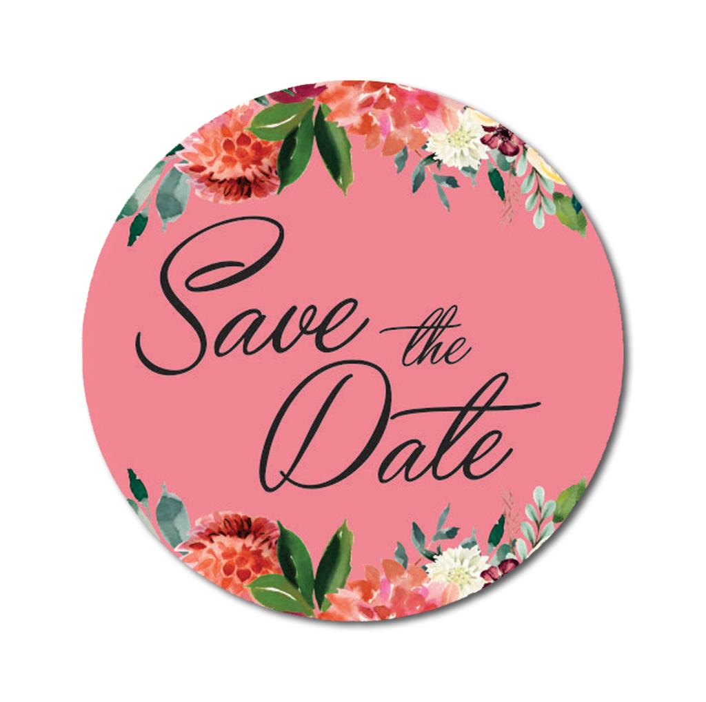 Darling Souvenir White Round 45 Pcs Chrysanthemum Floral Border Save The Date Mini Stickers-1.6 Inches