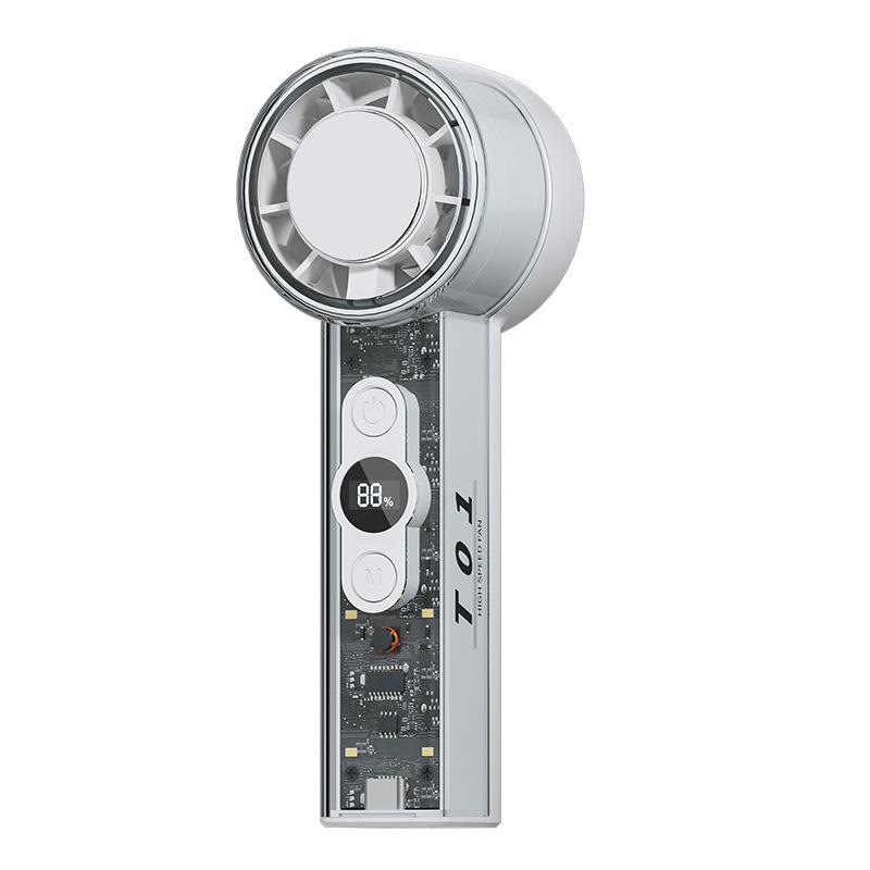 Portable High-Speed Handheld Fan with Digital Display and Cooling Ice Pack