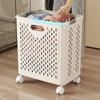 Складные корзины для белья с колесами, корзина для грязного белья, большая вместимость, тележка для ванной комнаты, многофункциональная корзина для хранения