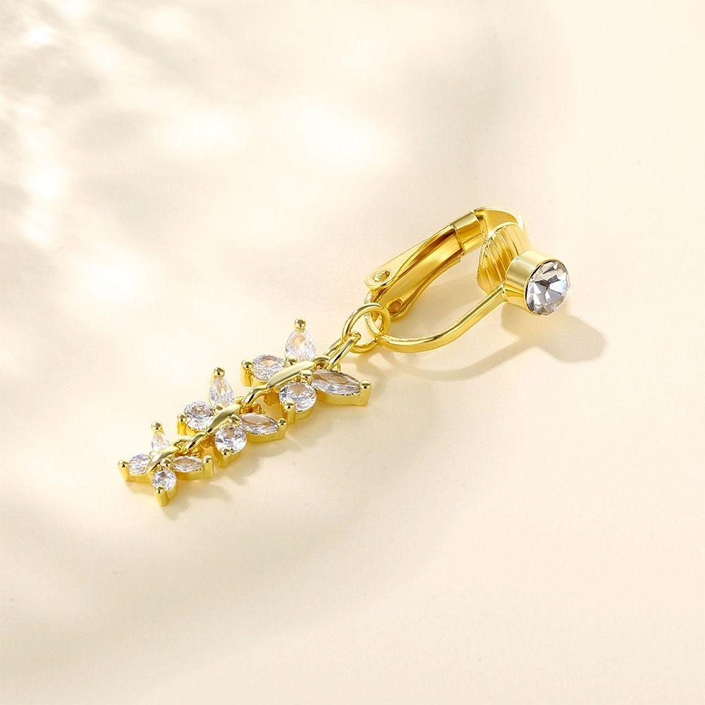 Циркон Медь Поддельный пирсинг живота Клипса Пирсинг пупка Клипса для хряща Женское кольцо для живота Украшение для тела