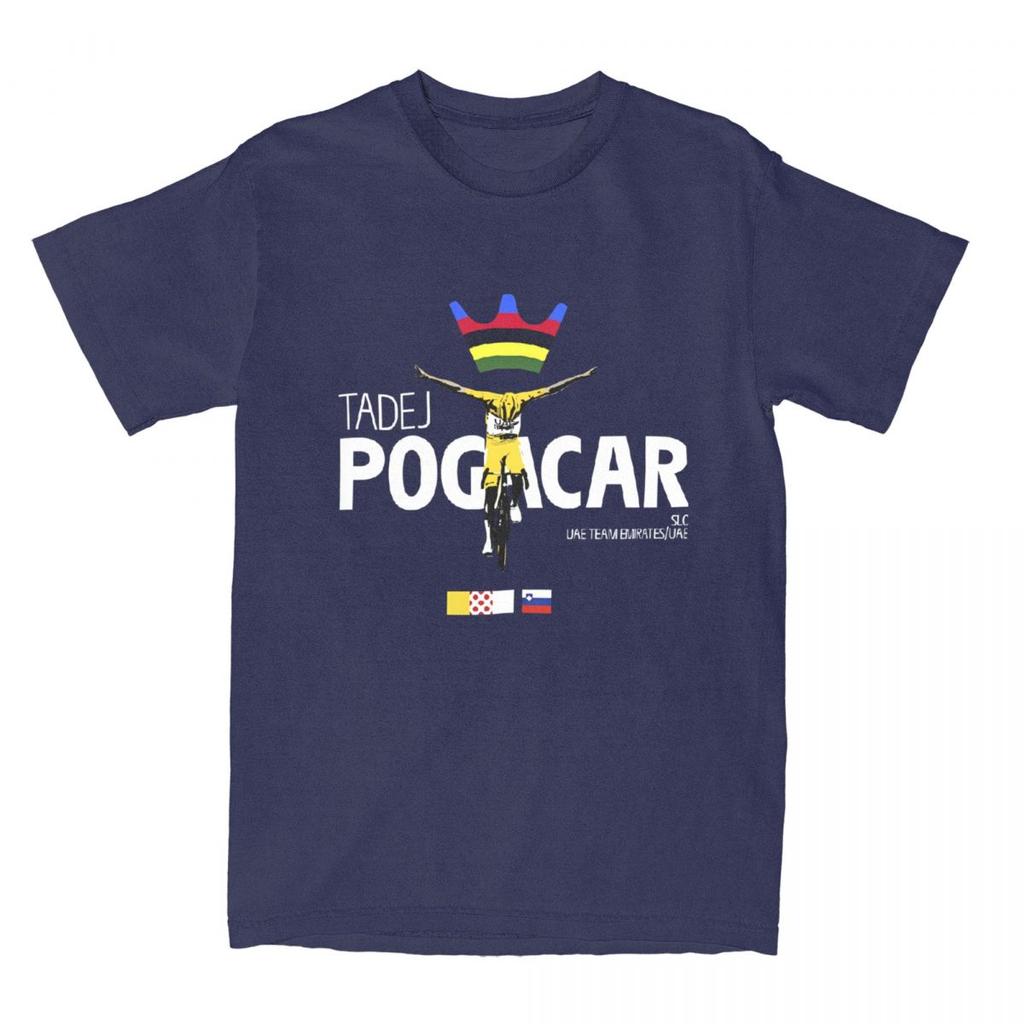 Мужская футболка Tadej Pogacar Cycling Pogi Team, хлопковая одежда, летняя футболка Tour-De France с короткими рукавами и круглым вырезом, большой размер