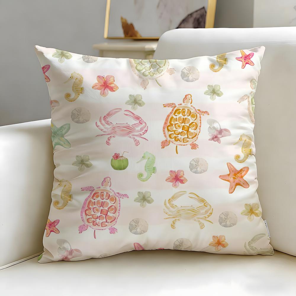 Artistic border Cushion Cover Soft  EasyWash Pillow Case  Versatile for Couch Bed Travel and Office