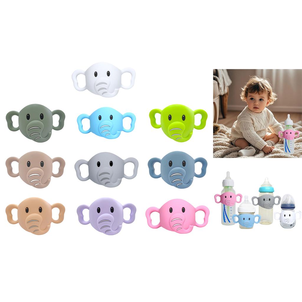 Elephant Pattern Baby Bottle Handle Transitional Sippy Cup Handle Grip for Baby Bottle Universal Removable Grip Portabl