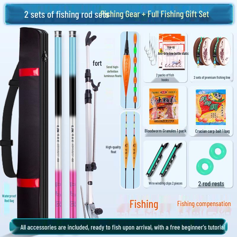 Beginner's Multi-Section Fishing Rod Set with Gear and Tackle Supplies