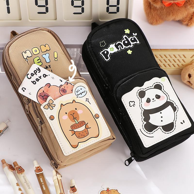 Мультяшная Капибара Панда Чиикава Большая вместимость школьный портфель в форме пенала многофункциональная сумка для карандашей сумка-держатель для канцелярских принадлежностей