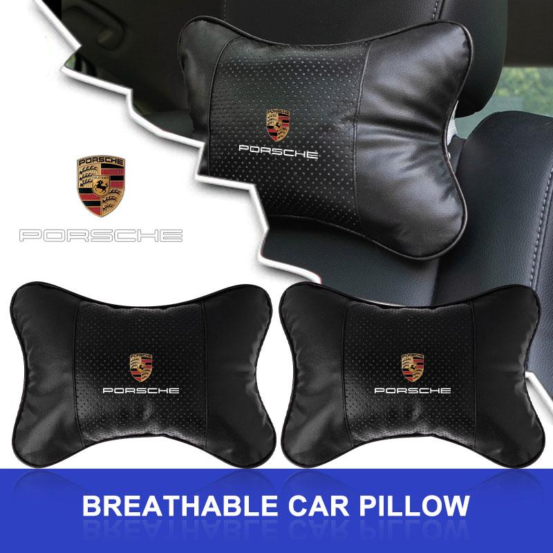 Fashion Car Seat Headrest Auto Logo Neck Pillow Car Accessories For Porsche 911 918 928 944 968 Boxster Carrera-GT Cayenne Macan Panamera